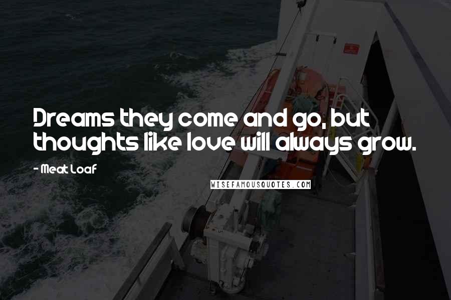 Meat Loaf quotes: Dreams they come and go, but thoughts like love will always grow.