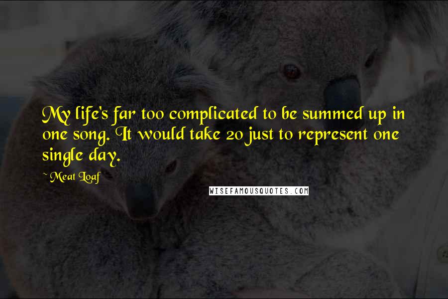 Meat Loaf quotes: My life's far too complicated to be summed up in one song. It would take 20 just to represent one single day.