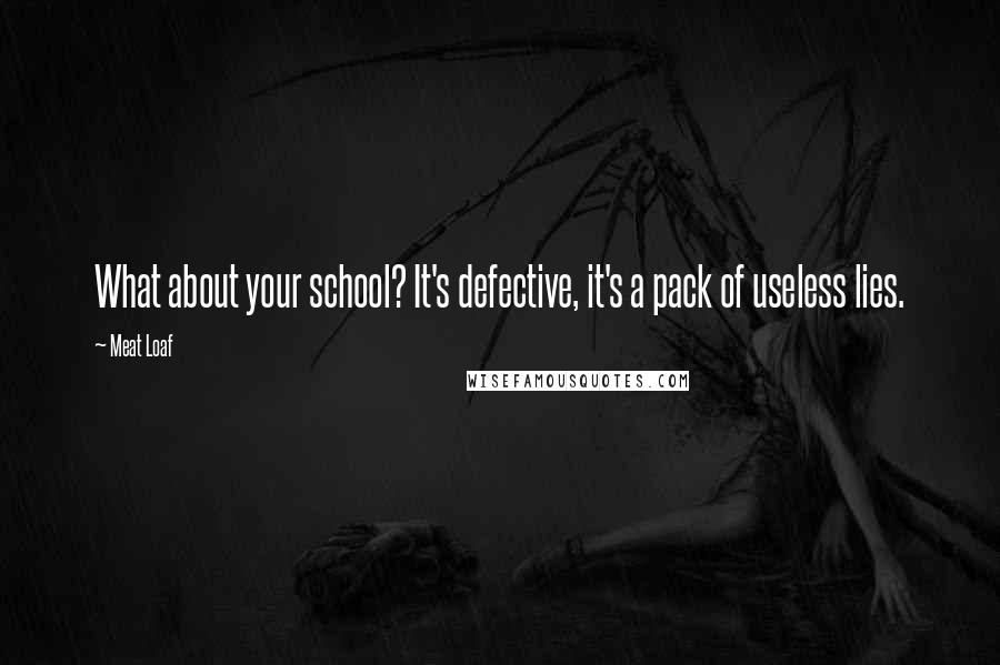 Meat Loaf quotes: What about your school? It's defective, it's a pack of useless lies.