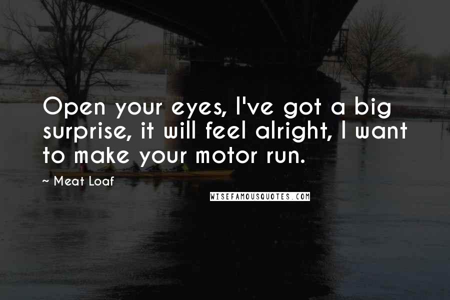 Meat Loaf quotes: Open your eyes, I've got a big surprise, it will feel alright, I want to make your motor run.