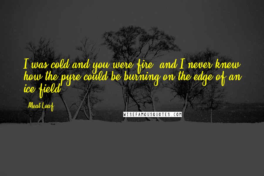 Meat Loaf quotes: I was cold and you were fire, and I never knew how the pyre could be burning on the edge of an ice field.