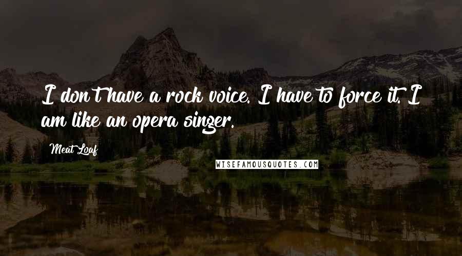 Meat Loaf quotes: I don't have a rock voice. I have to force it. I am like an opera singer.