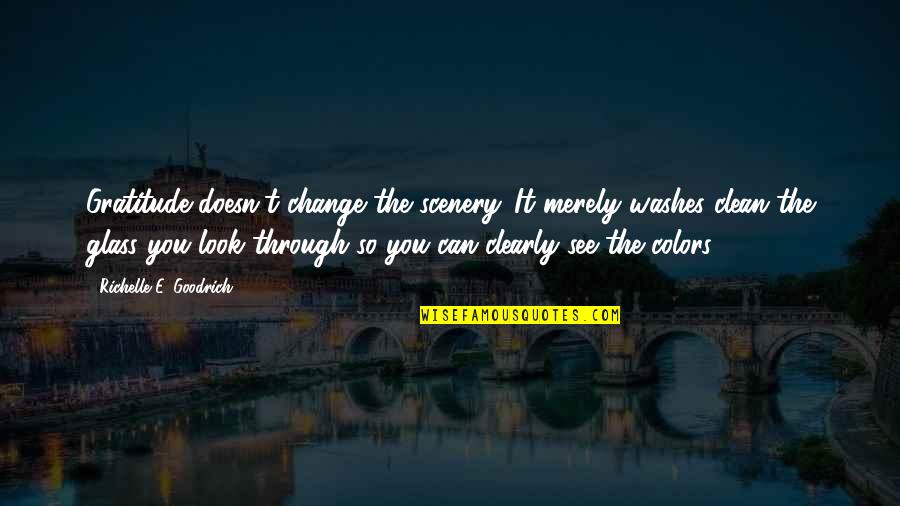 Meat The Veals Quotes By Richelle E. Goodrich: Gratitude doesn't change the scenery. It merely washes Meat The Veals Quotes By Richelle E. Goodrich: Gratitude doesn't change the scenery. It merely washes