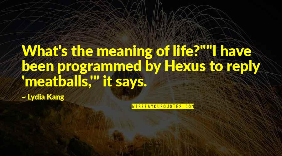 Meatballs Quotes By Lydia Kang: What's the meaning of life?""I have been programmed