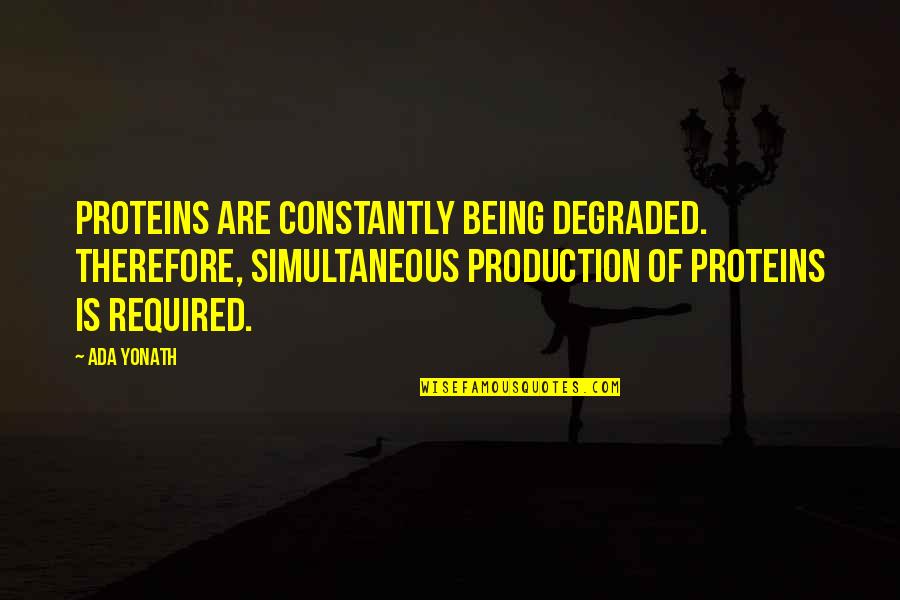 Meatbone Quotes By Ada Yonath: Proteins are constantly being degraded. Therefore, simultaneous production Meatbone Quotes By Ada Yonath: Proteins are constantly being degraded. Therefore, simultaneous production
