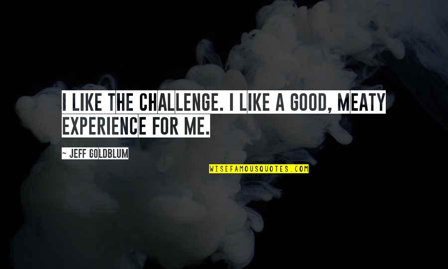 Meaty Quotes By Jeff Goldblum: I like the challenge. I like a good,