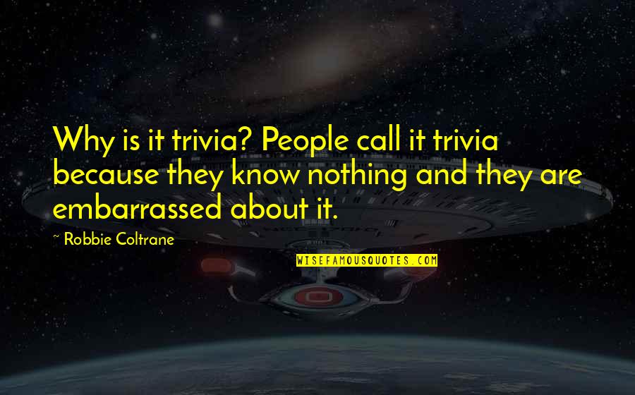 Mechanical Engineer Quotes By Robbie Coltrane: Why is it trivia? People call it trivia