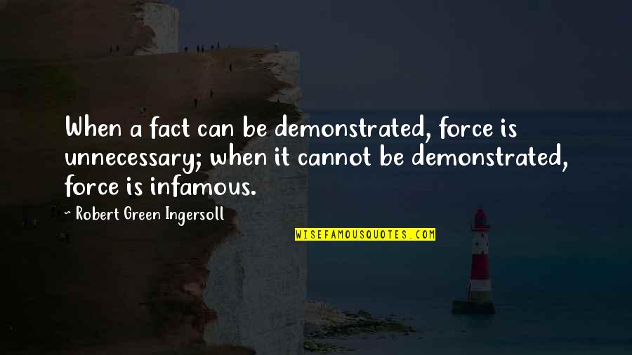 Mechita Song Quotes By Robert Green Ingersoll: When a fact can be demonstrated, force is Mechita Song Quotes By Robert Green Ingersoll: When a fact can be demonstrated, force is