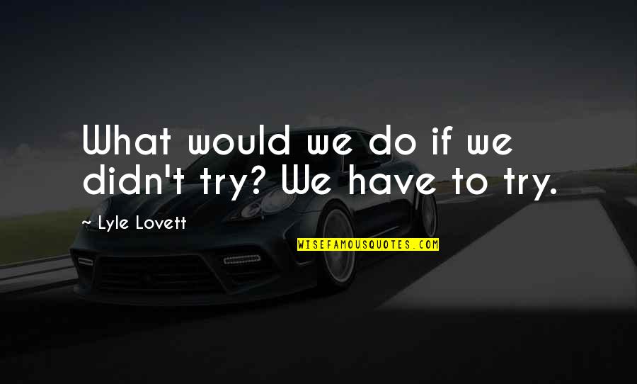 Mechomare Quotes By Lyle Lovett: What would we do if we didn't try? Mechomare Quotes By Lyle Lovett: What would we do if we didn't try?