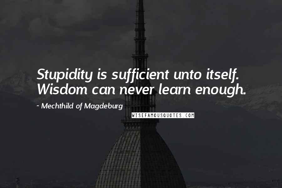 Mechthild Of Magdeburg quotes: Stupidity is sufficient unto itself. Wisdom can never learn enough.