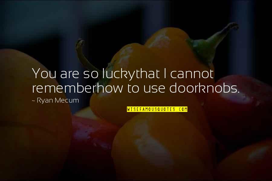 Mecum Quotes By Ryan Mecum: You are so luckythat I cannot rememberhow to