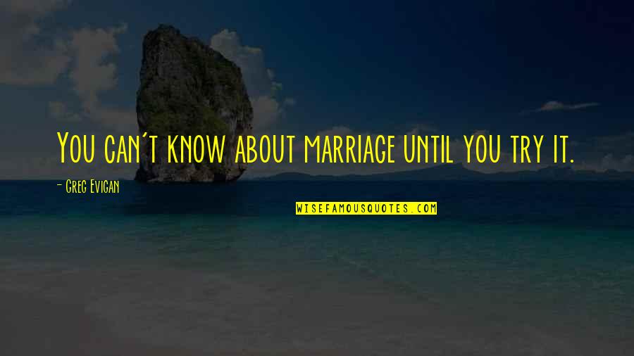 Medenica Tuzla Quotes By Greg Evigan: You can't know about marriage until you try