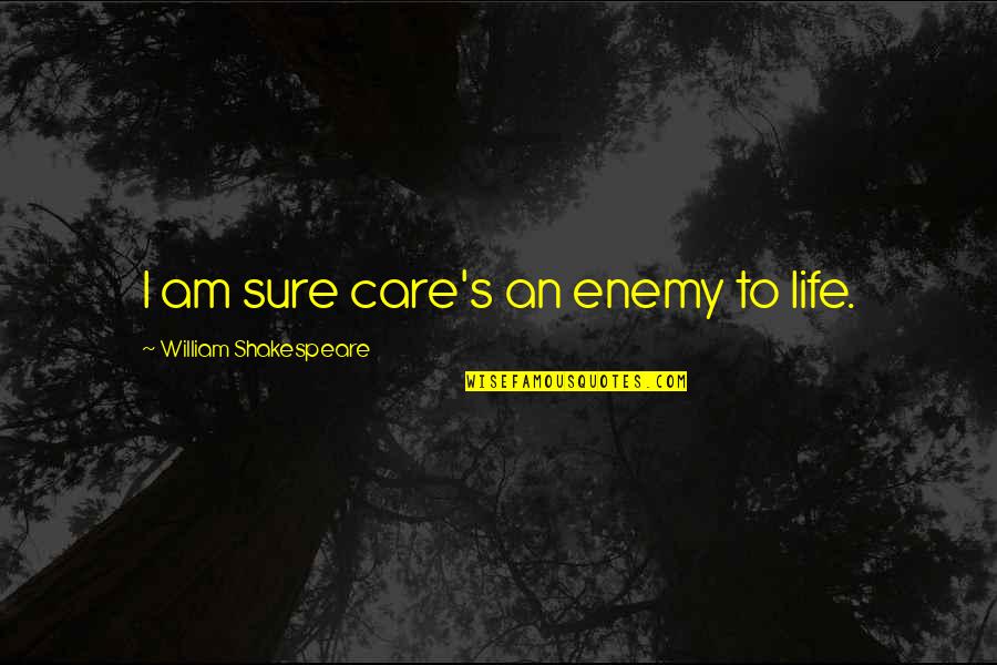 Media Influence On Body Quotes By William Shakespeare: I am sure care's an enemy to life.