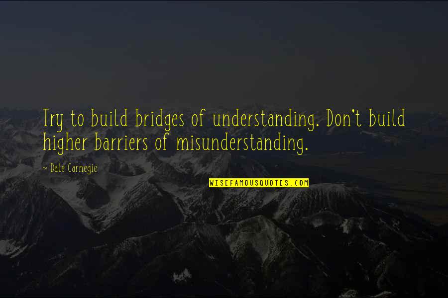 Medialisis Quotes By Dale Carnegie: Try to build bridges of understanding. Don't build Medialisis Quotes By Dale Carnegie: Try to build bridges of understanding. Don't build