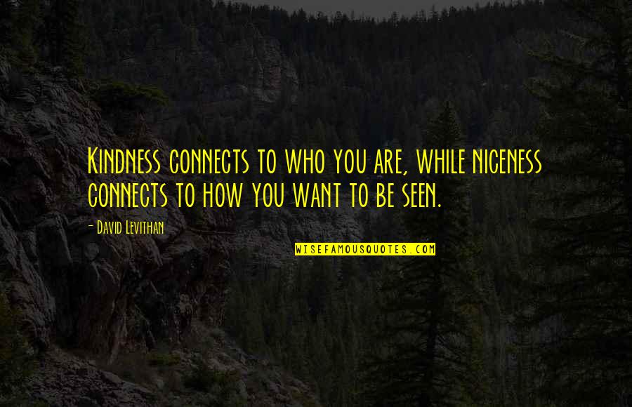 Mediaset Quotes By David Levithan: Kindness connects to who you are, while niceness Mediaset Quotes By David Levithan: Kindness connects to who you are, while niceness
