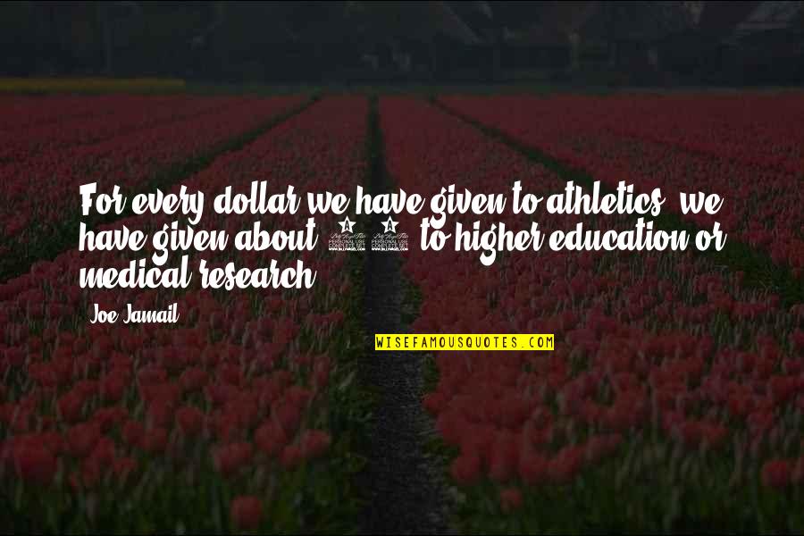 Medical Education Quotes By Joe Jamail: For every dollar we have given to athletics,