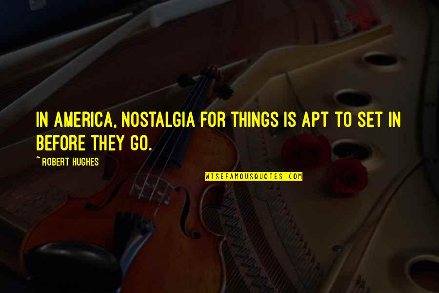 Medical Institution Quotes By Robert Hughes: In America, nostalgia for things is apt to