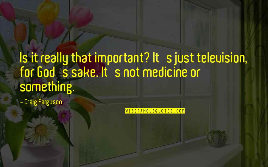 Medicine And God Quotes By Craig Ferguson: Is it really that important? It's just television,