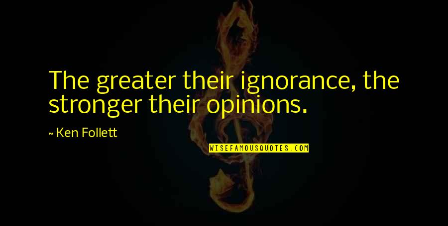 Medioambiental Y Quotes By Ken Follett: The greater their ignorance, the stronger their opinions.