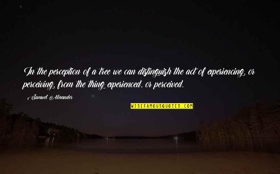 Medios Obson Quotes By Samuel Alexander: In the perception of a tree we can Medios Obson Quotes By Samuel Alexander: In the perception of a tree we can