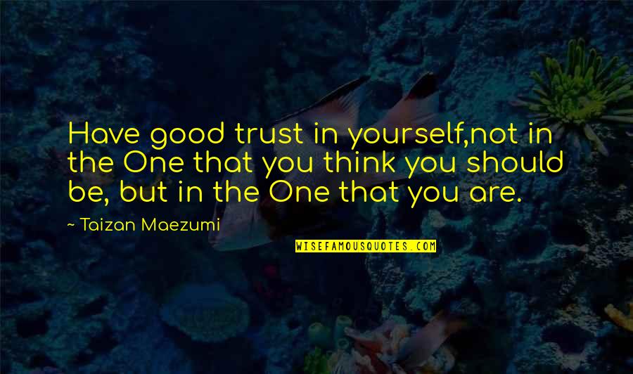 Meditation And Thinking Quotes By Taizan Maezumi: Have good trust in yourself,not in the One