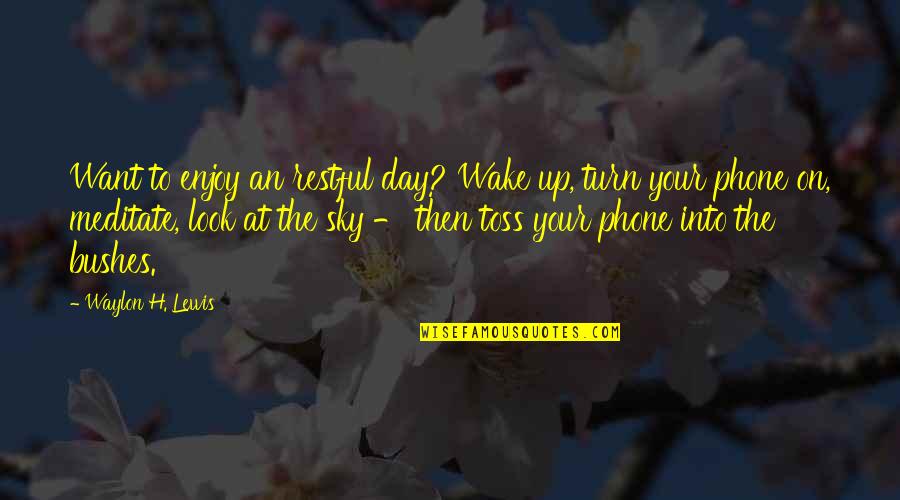 Meditation Funny Quotes By Waylon H. Lewis: Want to enjoy an restful day? Wake up,