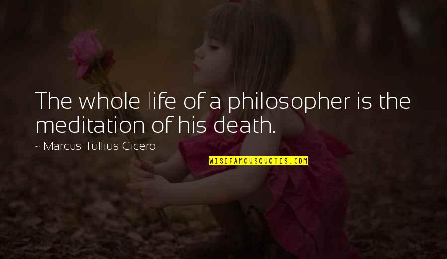 Meditation Life Quotes By Marcus Tullius Cicero: The whole life of a philosopher is the