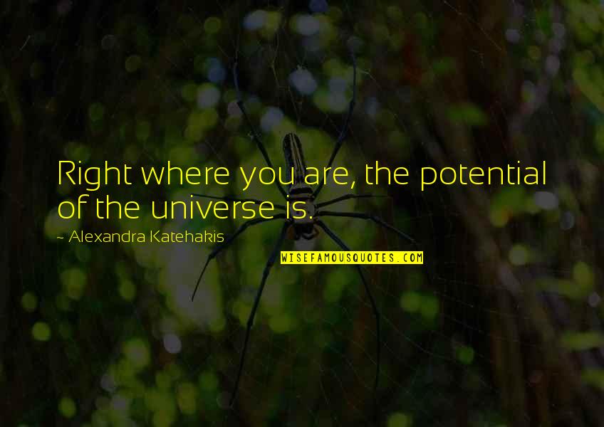 Meditation Mindfulness Quotes By Alexandra Katehakis: Right where you are, the potential of the