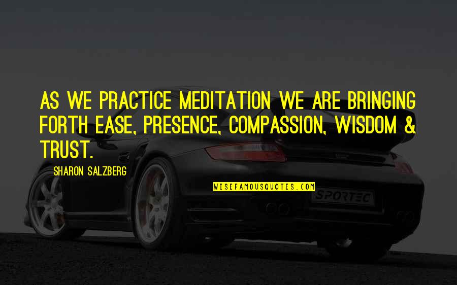Meditation Quotes By Sharon Salzberg: As we practice meditation we are bringing forth