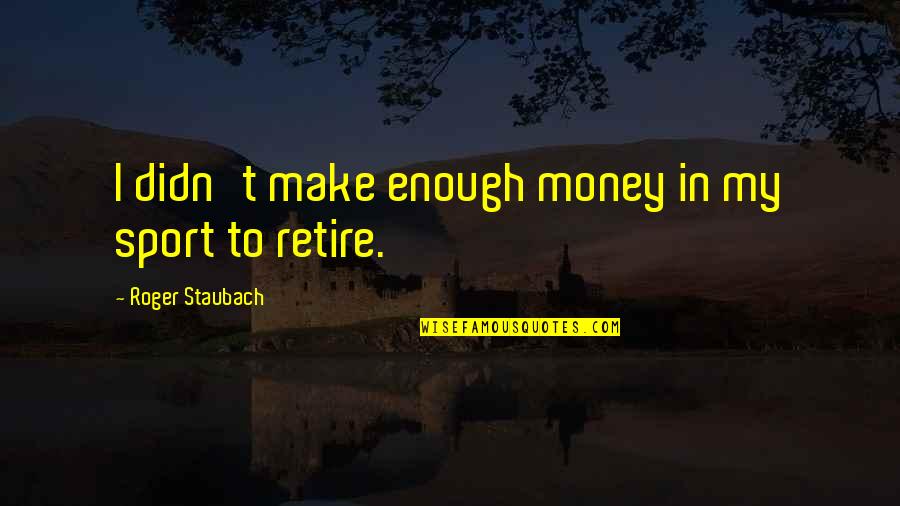 Meditation Xvii Quotes By Roger Staubach: I didn't make enough money in my sport Meditation Xvii Quotes By Roger Staubach: I didn't make enough money in my sport