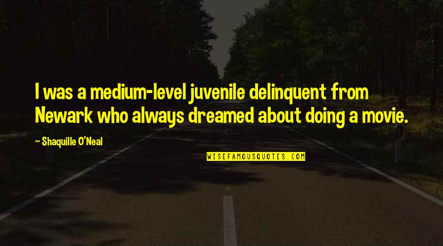 Medium Quotes By Shaquille O'Neal: I was a medium-level juvenile delinquent from Newark Medium Quotes By Shaquille O'Neal: I was a medium-level juvenile delinquent from Newark