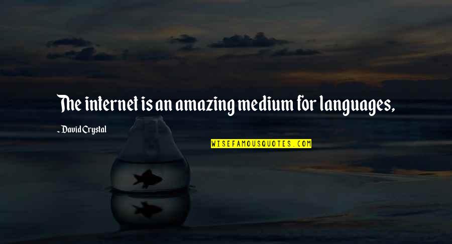 Mediums Quotes By David Crystal: The internet is an amazing medium for languages,