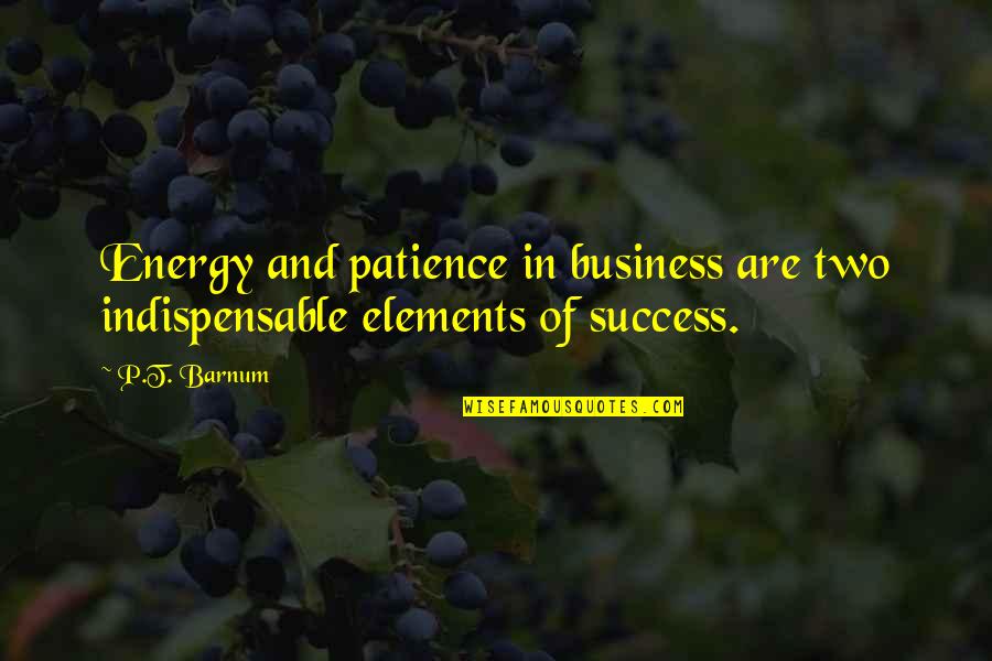 Medlens Quotes By P.T. Barnum: Energy and patience in business are two indispensable