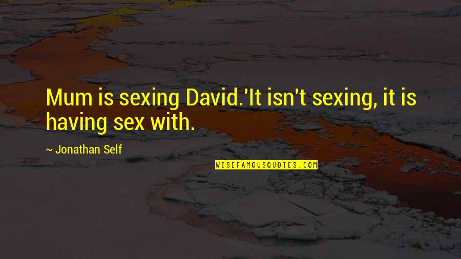 Meeeeeeeeme Quotes By Jonathan Self: Mum is sexing David.'It isn't sexing, it is