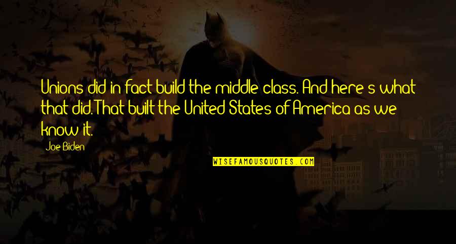 Meek Mill Love Quotes By Joe Biden: Unions did in fact build the middle class.