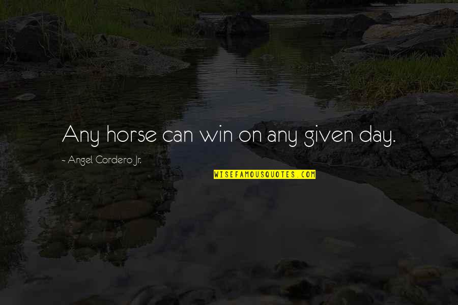Meeran Manji Quotes By Angel Cordero Jr.: Any horse can win on any given day. Meeran Manji Quotes By Angel Cordero Jr.: Any horse can win on any given day.