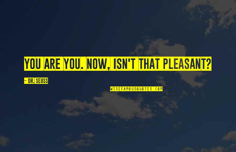 Meesam Rizvi Quotes By Dr. Seuss: You are you. Now, isn't that pleasant? Meesam Rizvi Quotes By Dr. Seuss: You are you. Now, isn't that pleasant?