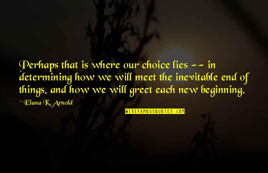 Meet And Greet Quotes By Elana K. Arnold: Perhaps that is where our choice lies --