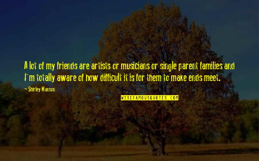 Meet Friends Quotes By Shirley Manson: A lot of my friends are artists or