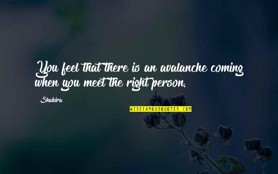 Meet The Right Person Quotes By Shakira: You feel that there is an avalanche coming