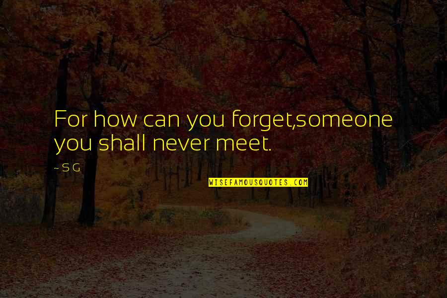 Meet You Love Quotes By S G: For how can you forget,someone you shall never