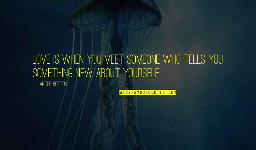 Meet Yourself Quotes By Andre Breton: Love is when you meet someone who tells