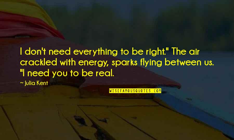 Meeting A New Guy Quotes By Julia Kent: I don't need everything to be right." The