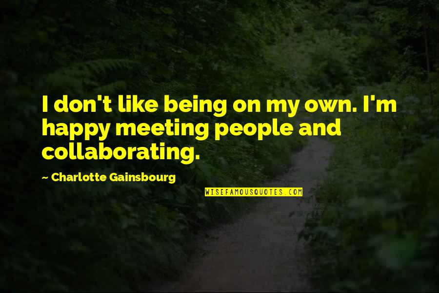 Meeting M Quotes By Charlotte Gainsbourg: I don't like being on my own. I'm Meeting M Quotes By Charlotte Gainsbourg: I don't like being on my own. I'm