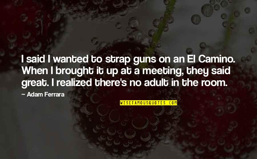 Meeting On Quotes By Adam Ferrara: I said I wanted to strap guns on Meeting On Quotes By Adam Ferrara: I said I wanted to strap guns on