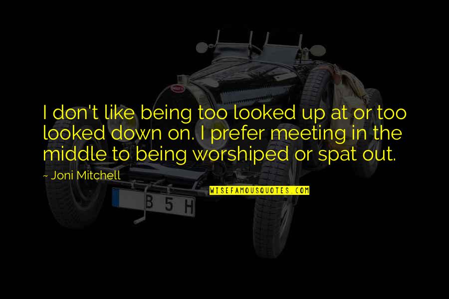Meeting On Quotes By Joni Mitchell: I don't like being too looked up at Meeting On Quotes By Joni Mitchell: I don't like being too looked up at