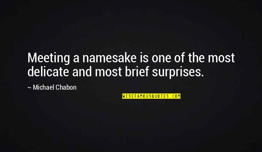 Meeting The One Quotes By Michael Chabon: Meeting a namesake is one of the most