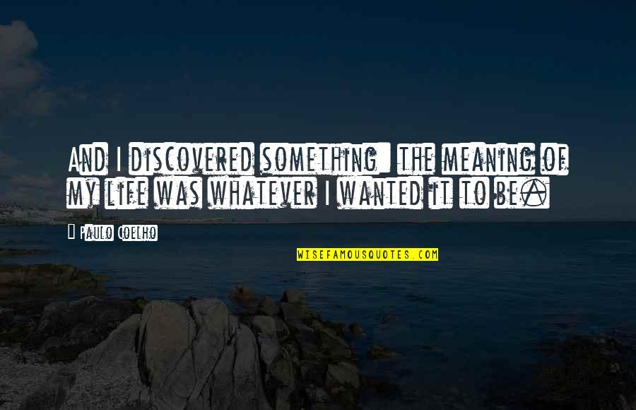 Mefferd Band Quotes By Paulo Coelho: And I discovered something: the meaning of my