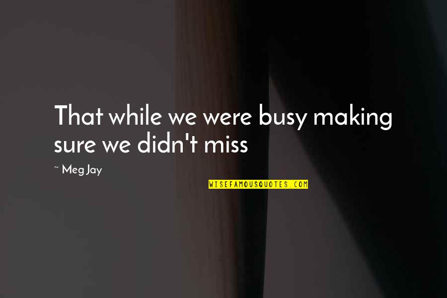 Meg Jay Quotes By Meg Jay: That while we were busy making sure we