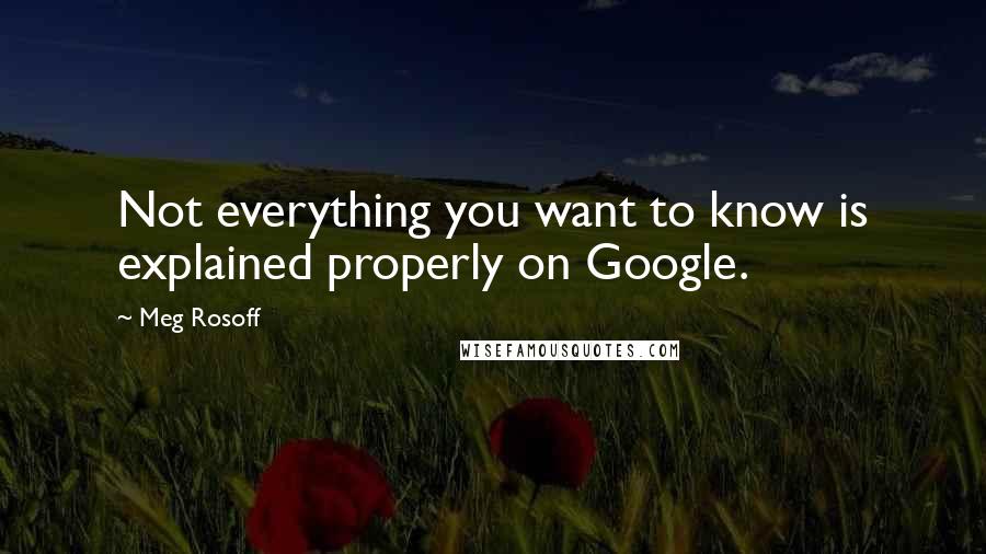 Meg Rosoff quotes: Not everything you want to know is explained properly on Google.